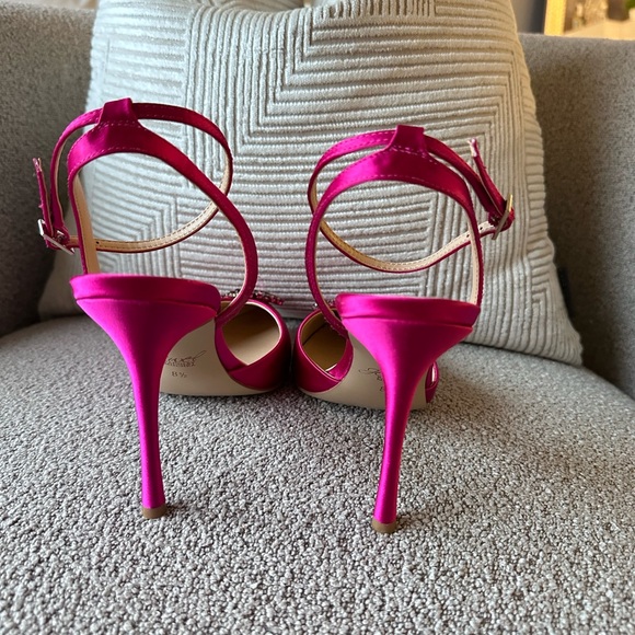 NEW!!! Jewel Badgley Mischa Gabi Stiletto Elegant Pink Satin Heels - Picture 3 of 5